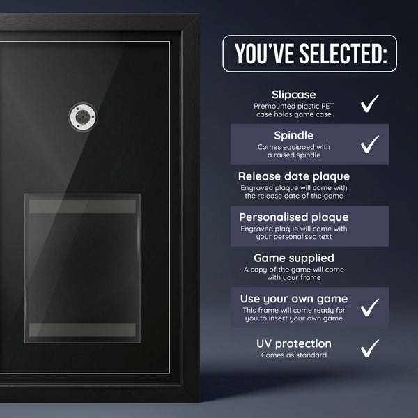 Empty Exhibition Range frame ready for your own PS4 game, with no plaque