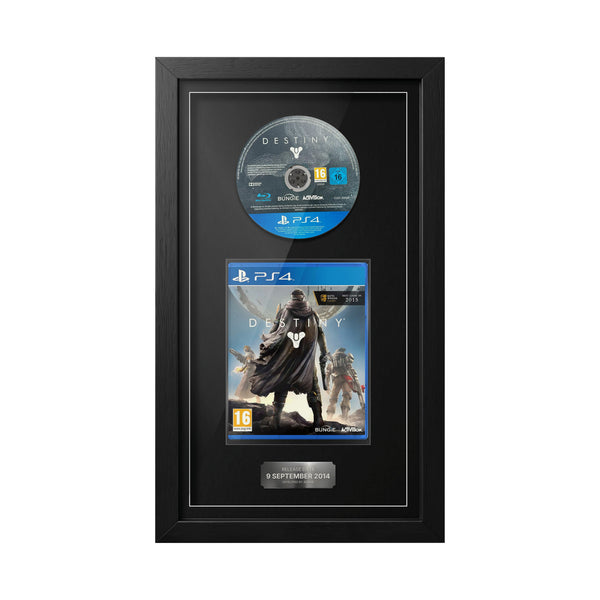 Destiny PS4 framed game display with disc, case and release date plaque