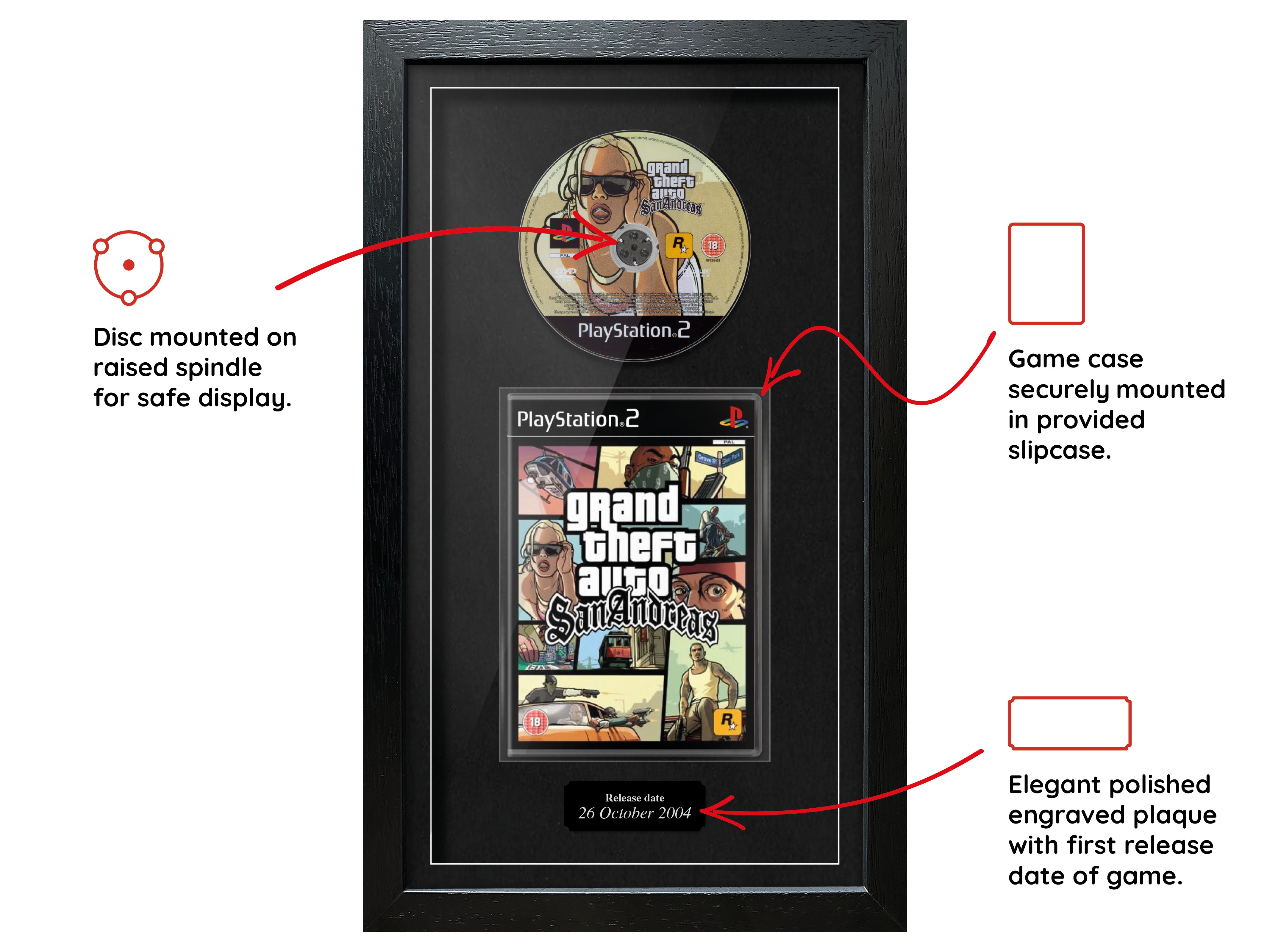Grand Theft Auto: San Andreas [Black plaque] (PS2) Exhibition Range Framed Game