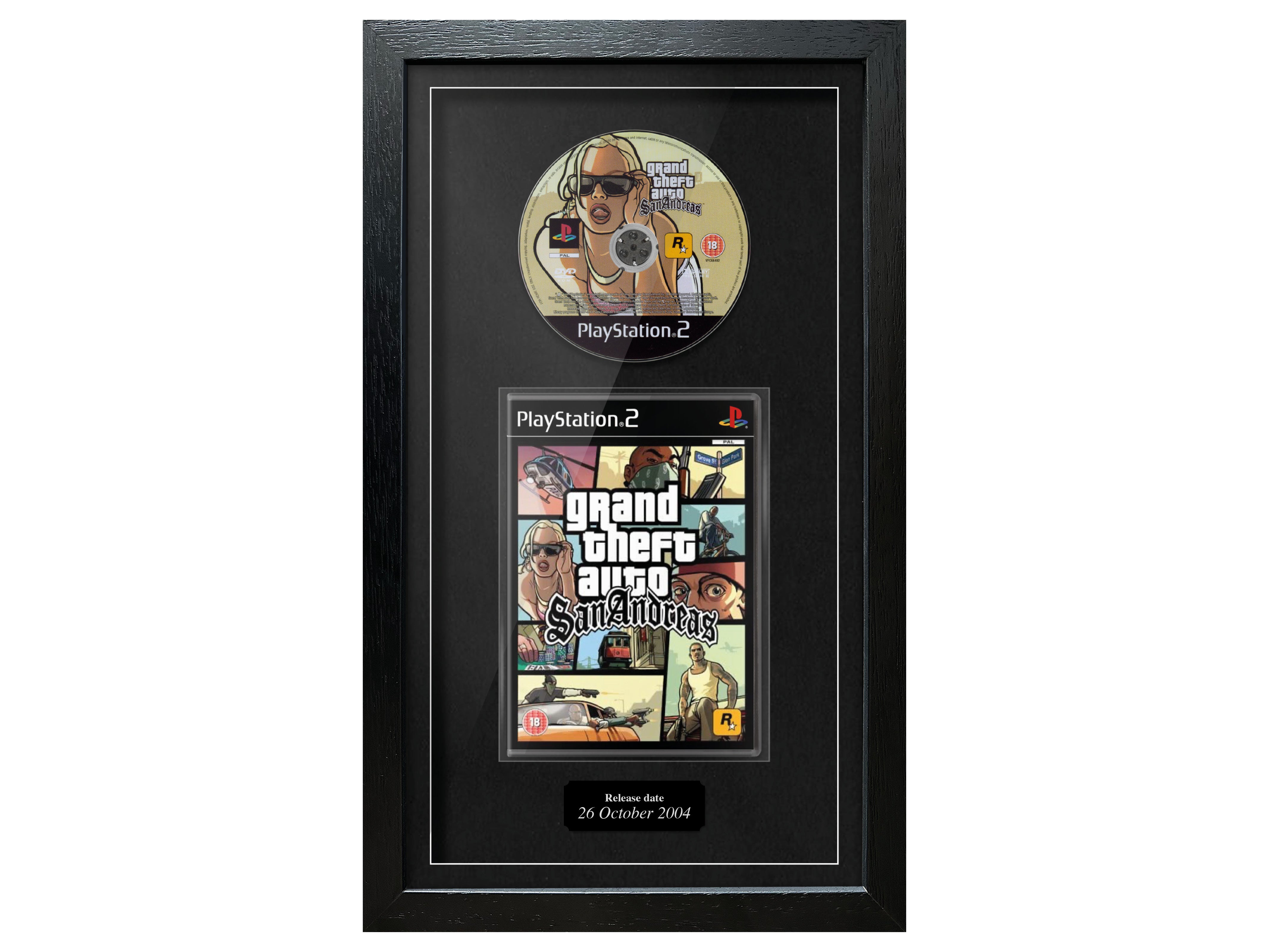 Grand Theft Auto: San Andreas [Black plaque] (PS2) Exhibition Range Framed Game