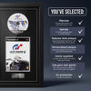 Gran Turismo 4 PS2 frame with game supplied and release date plaque, shown with what is included