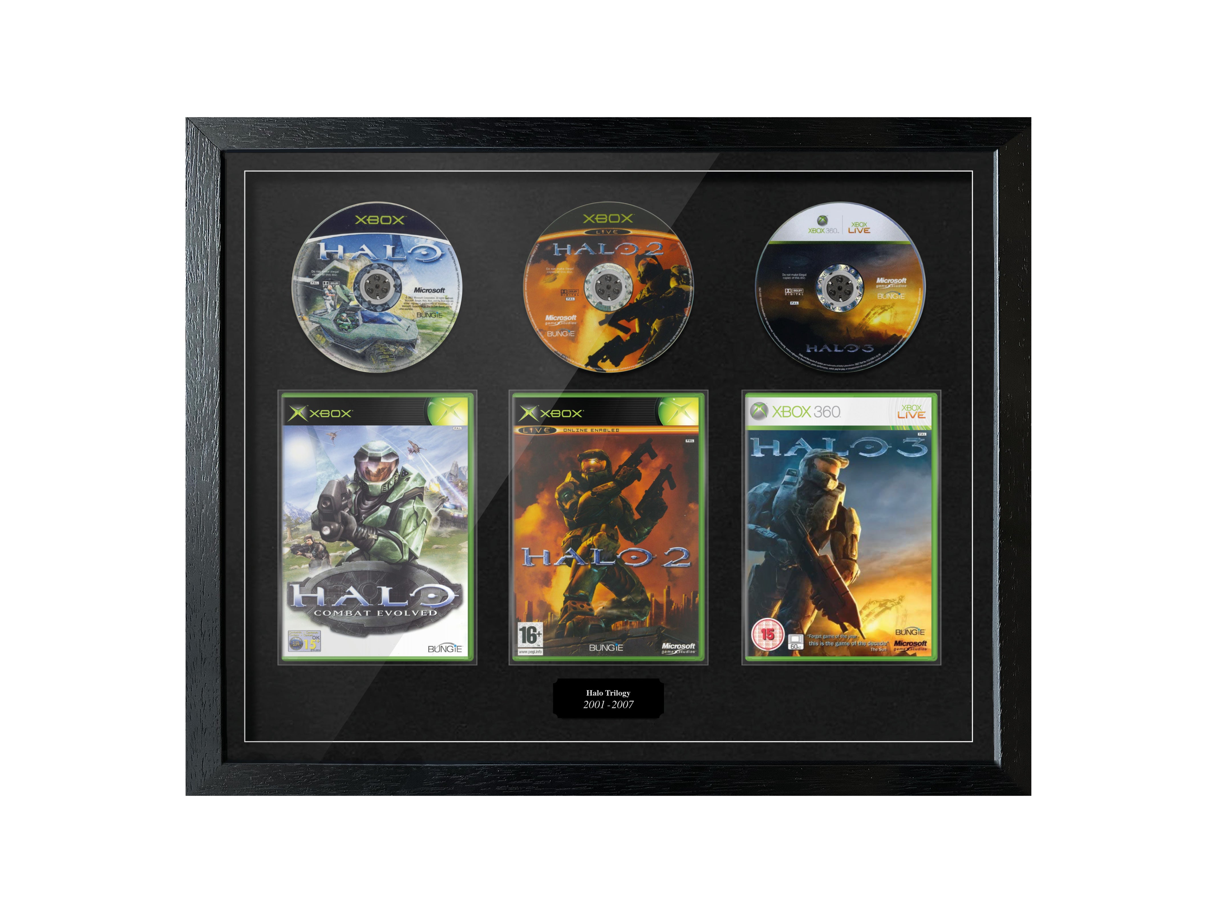 The Halo Trilogy (Xbox) [Black cut plaque] Exhibition Range Framed Games