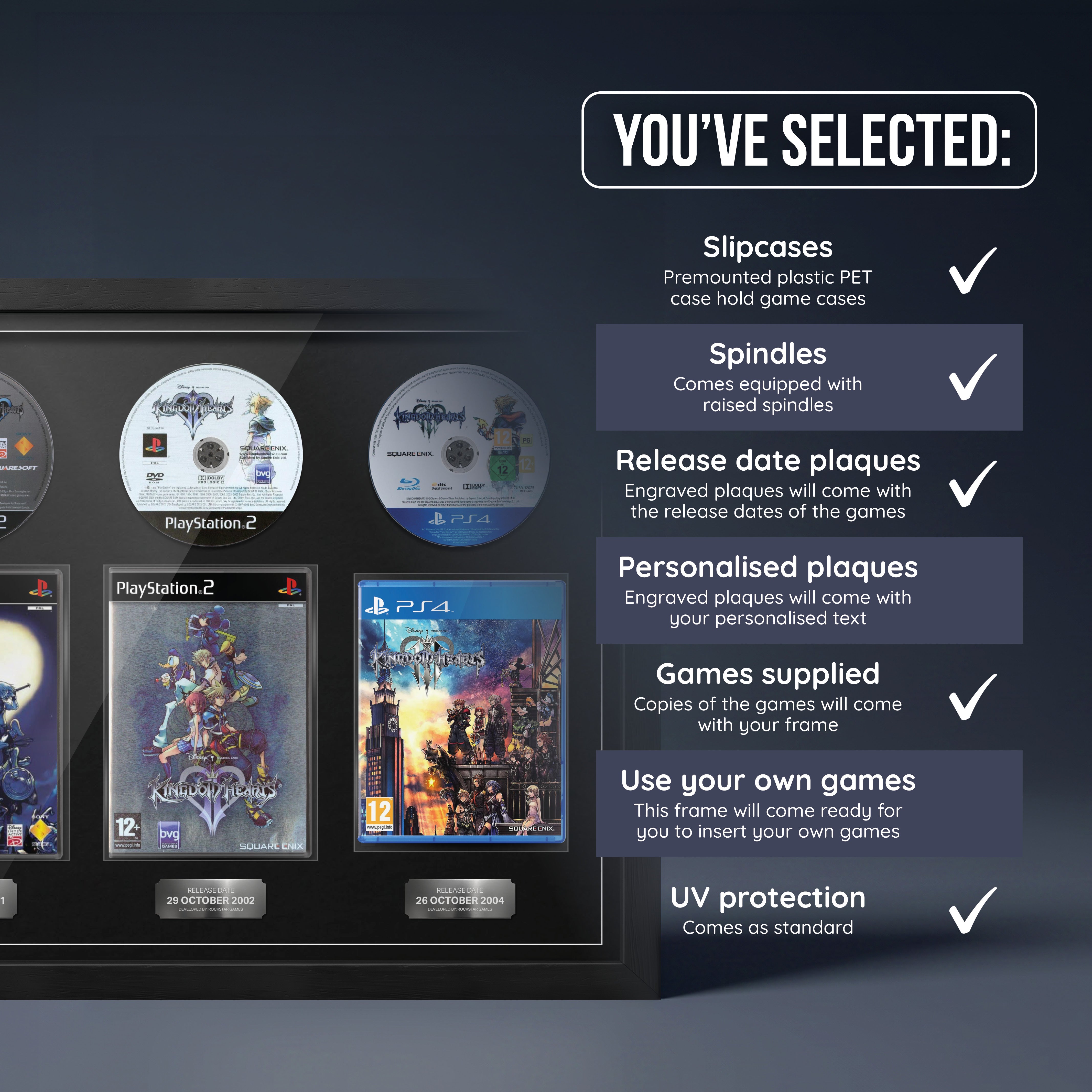 The Kingdom Hearts Trilogy (PS2/PS4) Trio Framed Games