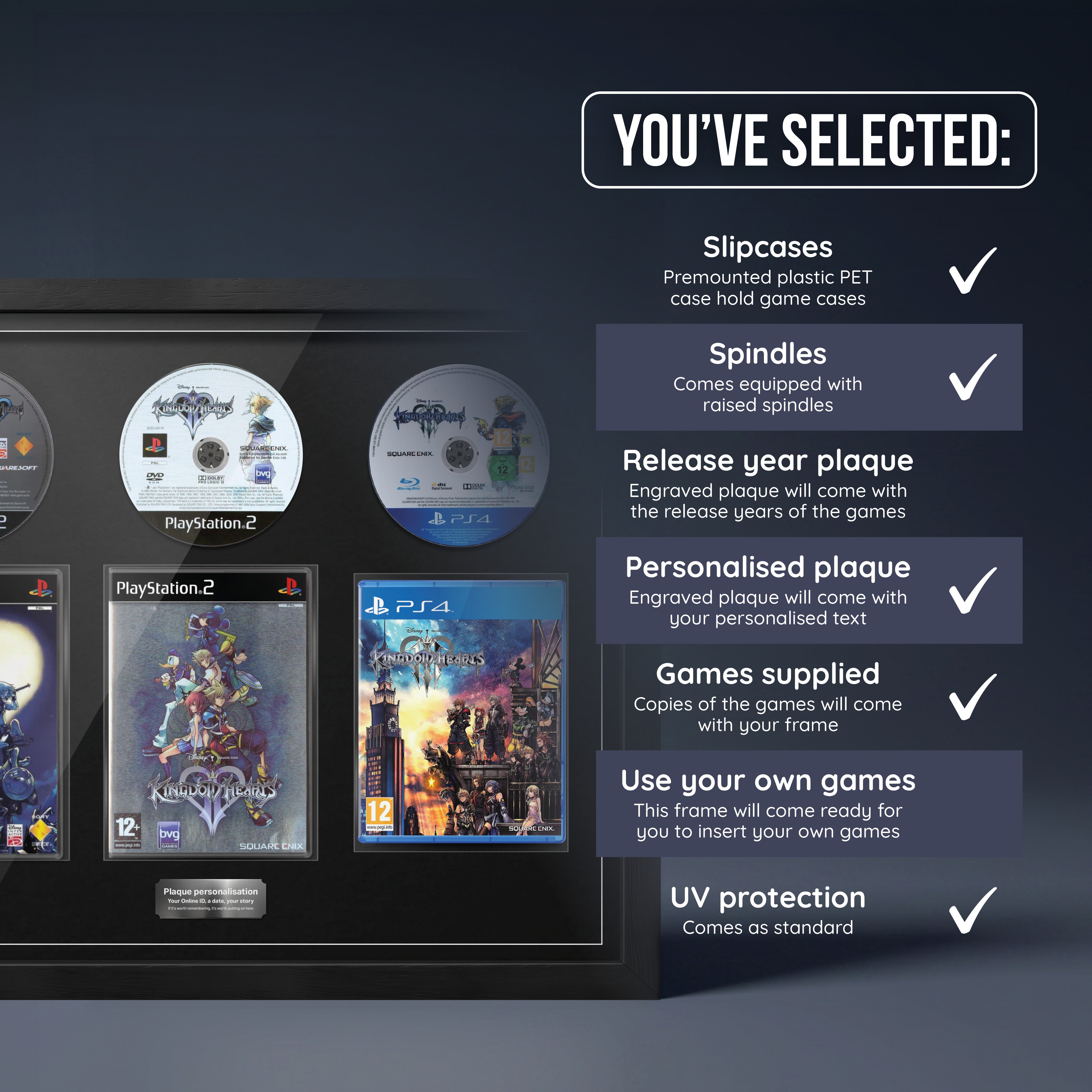 The Kingdom Hearts Trilogy (PS2/PS4) Trio Framed Games