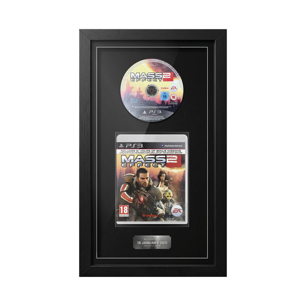 Mass Effect 2 PS3 Exhibition Range framed game with disc, case and release date plaque