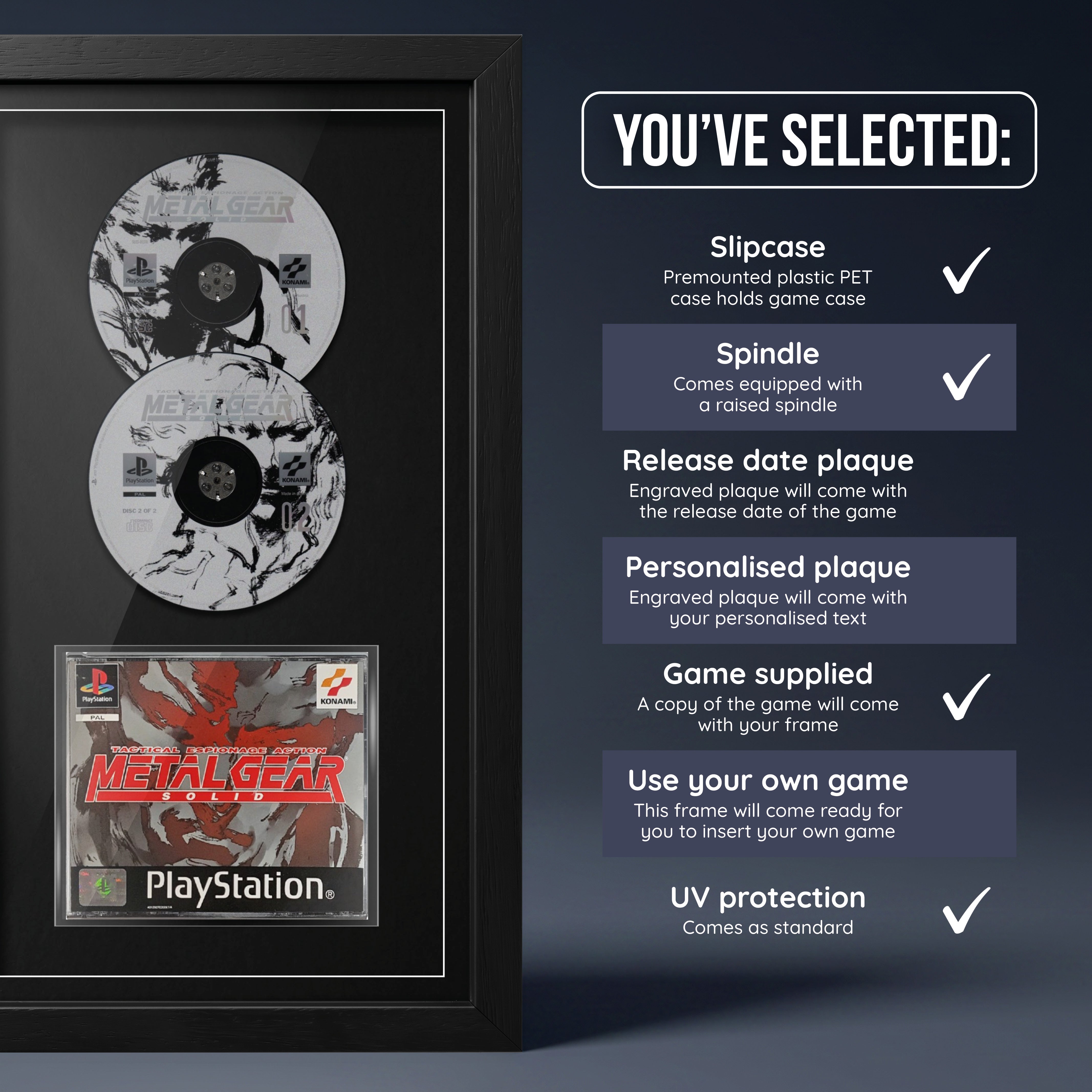 Metal Gear Solid (PS1) Exhibition Range Framed Game