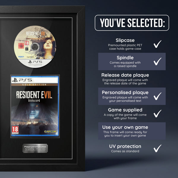 Resident Evil 7 Gold Edition PS5 frame, game supplied with personalised plaque