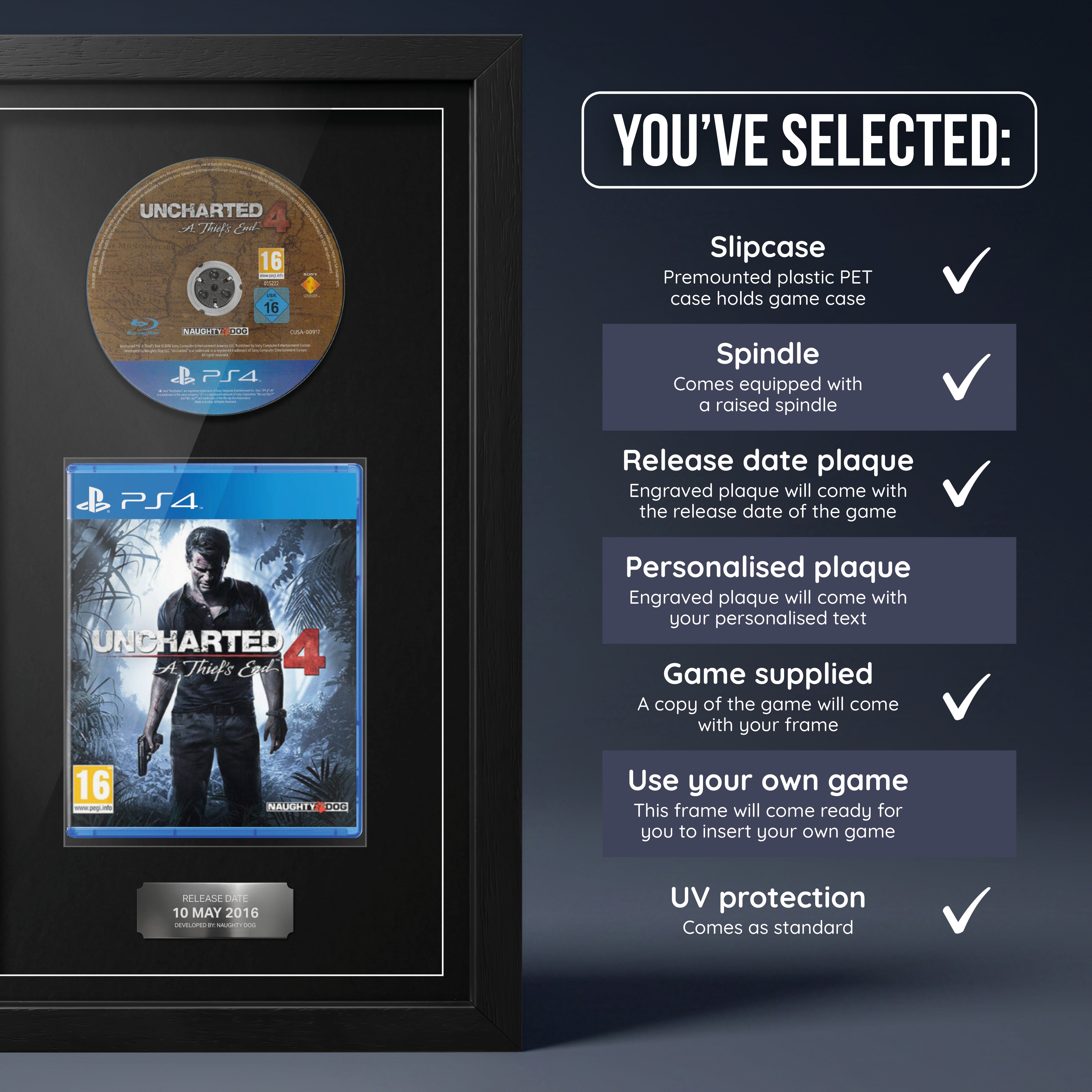 Uncharted 4: A Thief's End (PS4) Exhibition Range Framed Game