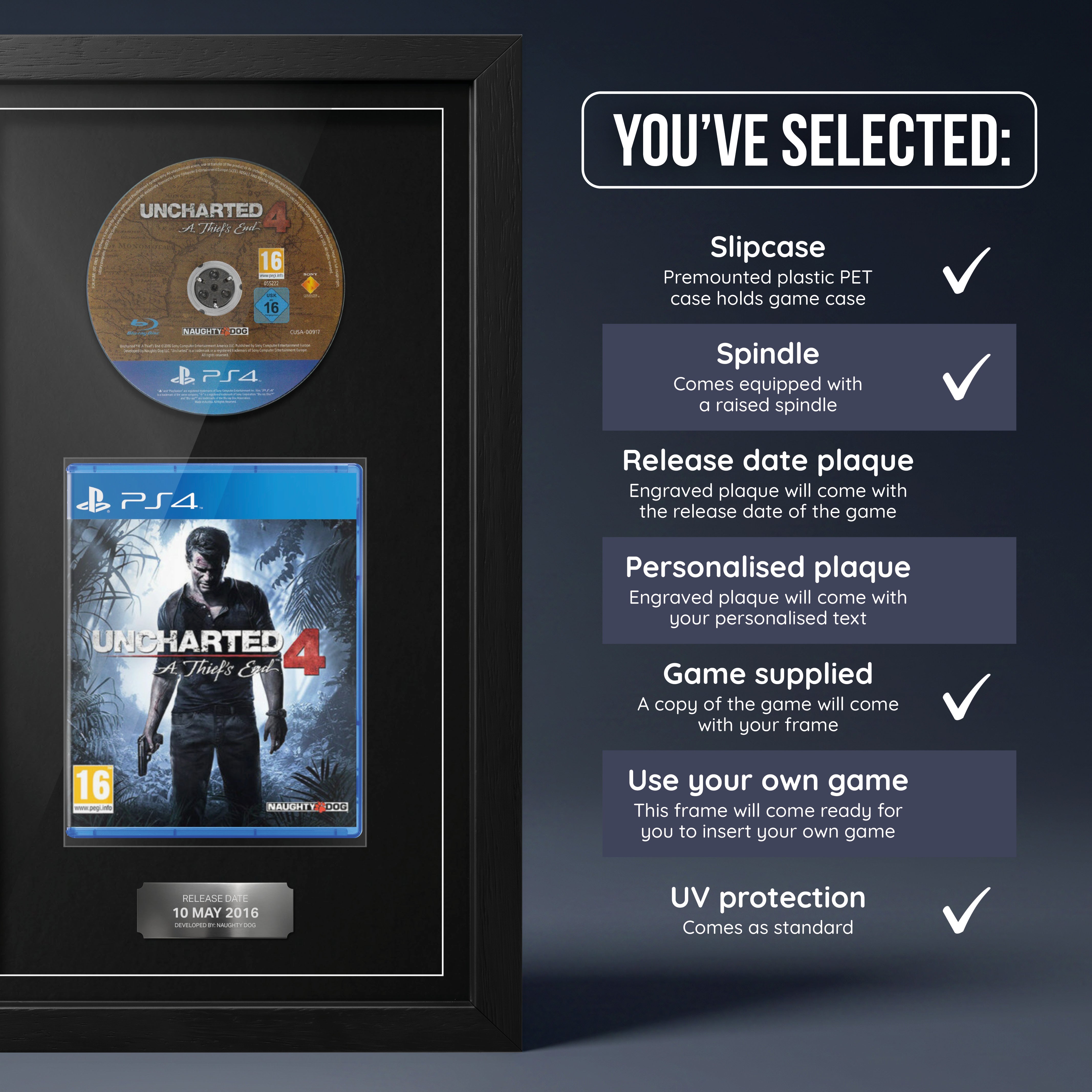 Uncharted 4: A Thief's End (PS4) Exhibition Range Framed Game