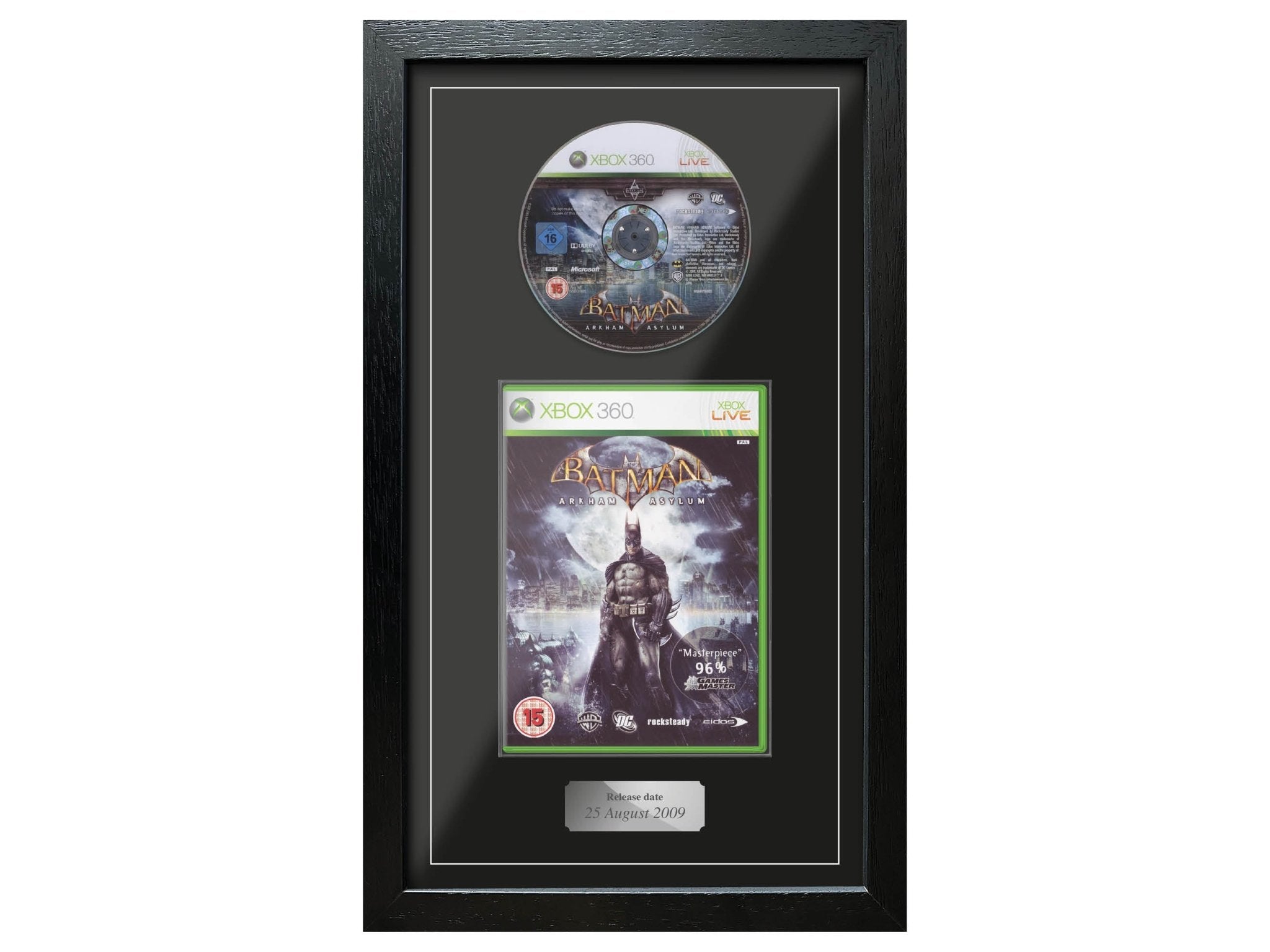 Batman Arkham Asylum (Xbox 360) Exhibition Range Framed Game - Frame-A-Game